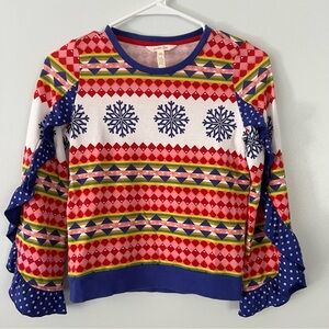 Matilda Jane Split Ruffle Falling Snow Top